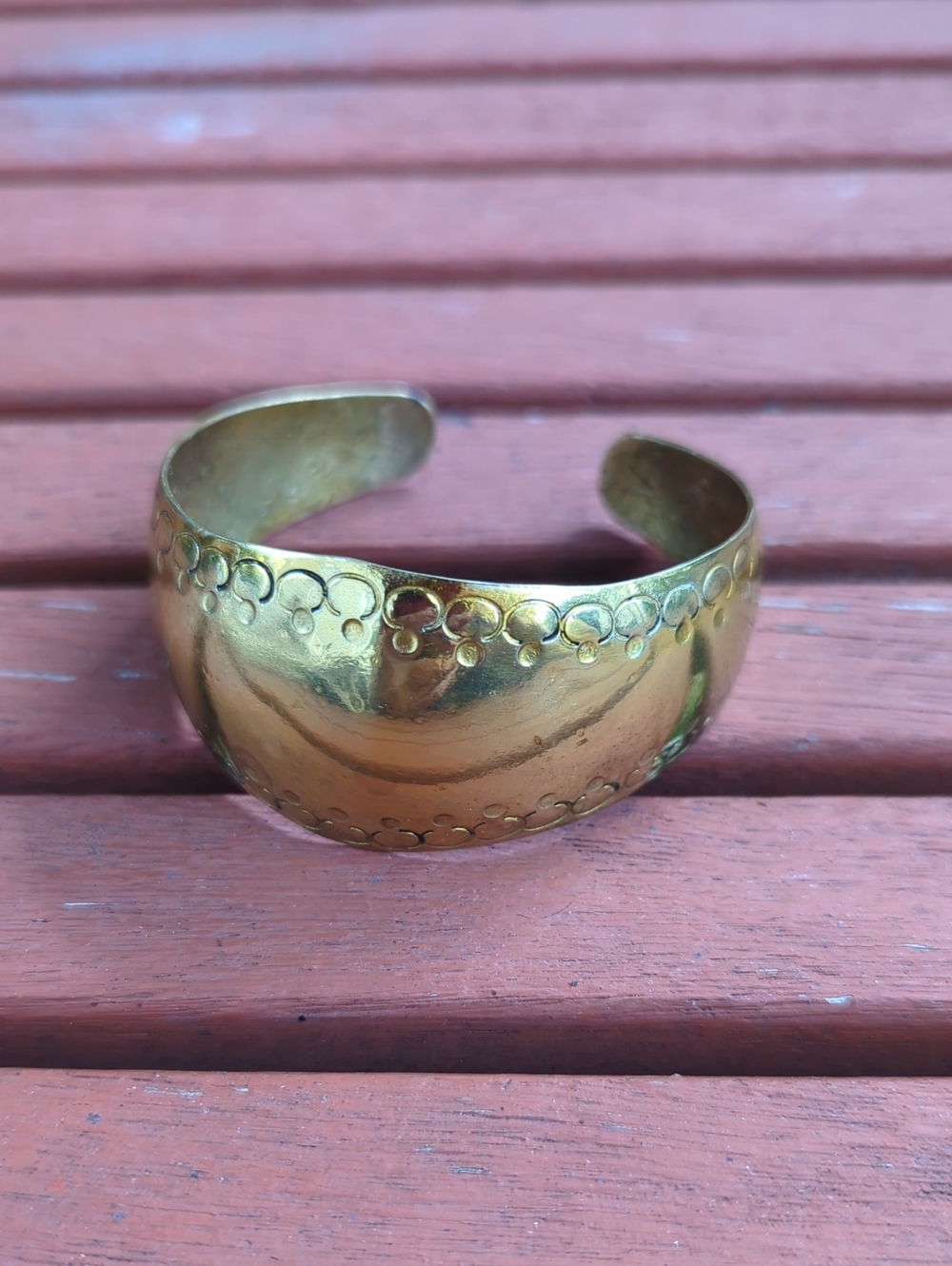 Artisan Gold Floral Engraved Cuff Bracelet